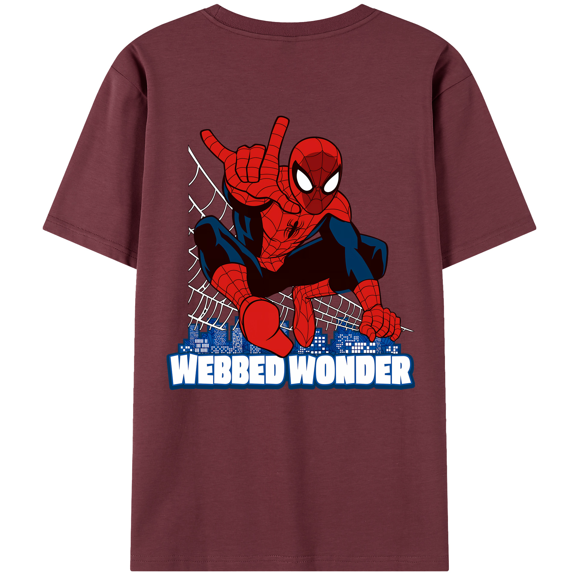 （画像用） Spider Man スパイダーマン 綿100％半袖Tシャツ（背面プリント）